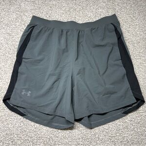 Men’s Under Armour Launch Elite 7 Gray Drawstring Fitted Athletic Shorts Size XL